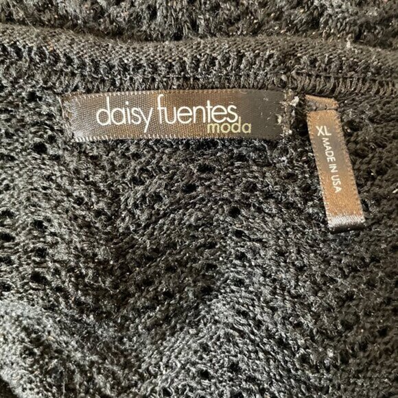 Daisy Fuentes Women's Sheer Cable Knit Bell Sleeve Sweater Romantic Goth Sz XL - Picture 5 of 5